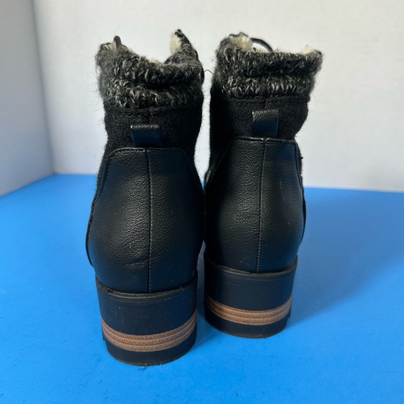 JustFab Black Lace-Up Boots with Knit Detail - Picture 4 of 7